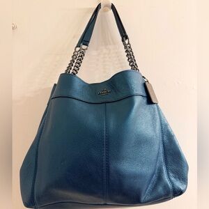 Coach Lexy- Peacock Teal Metallic Shoulder Bag
